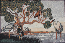 AN103 Storks and tree landscape mosaic