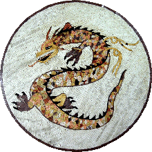 AN197 Golden dragon on white background