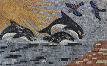 AN208 Jumping dolphins, birds & sun mosaic