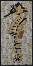 AN284 Gold & black sea horse mosaic