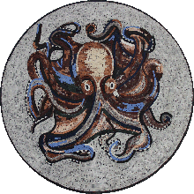 AN363 Big blue & red octopus mosaic