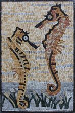 AN368<BR>Seahorse Love Marble Mosaic
