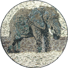 AN630 Circular elephant marble mosaic