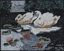 AN705<BR>Wandering Swans Marble Mosaic