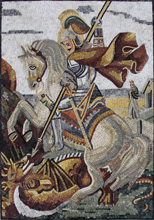 FG972<BR>Saint on Horse Stabbing Dragon Mosaic