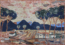 LS29 village scene mosaic tiles