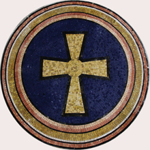 MD1651<BR>Blue Background Yellow Cross Mosaic