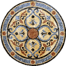 MD212 blue and gold  floral art mosaic
