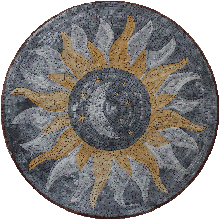 MD279 Moon and stars inside sun marble mosaic