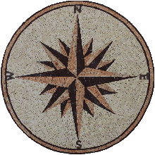 MD538 burgundy and salmon pink compass star mosaic