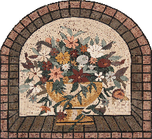 SL14<BR>Slate Flower Bouquet Vase Mosaic