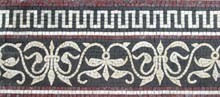 BD361 White on black fleur de lys & greek key mosaic