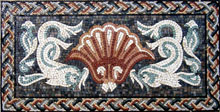 GEO145 Beautiful white dolphins and sea shell mosaic