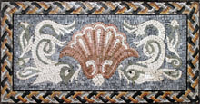 GEO292 Faded white dolphins and sea shell mosaic