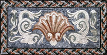 GEO349 Faded white dolphins and sea shell mosaic