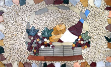 GEO370 colorful fruit and wine basket stone mosaic