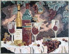 GEO575 grapes and wine banquet marble mosaic