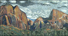 LS39 Majestic mountain scene mosaic marble