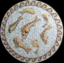 MD100 Swimming fish marble mosaic