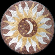 MD18 Moon and stars inside sun marble mosaic