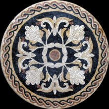 MD198 Flower design mosaic with spiral border