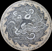 MD284 Grey dolphin and waves medallion mosaic