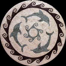 MD285 dolphin trio marble mosaic