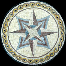 MD383 light blue white and brown compass art mosaic