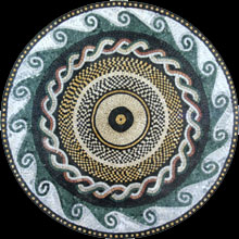 MD388 circular design mosaic with blue waves border