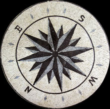 MD452 black & grey compass nautical star mosaic