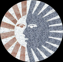 MD457 burgundy & blue sun faces art mosaic