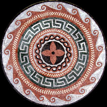 MD459 Red & black medallion mosaic art