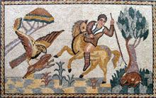 AN109 Hunting scene marble mosaic
