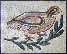 AN11 Colorful bird on branch mosaic