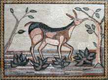 AN110 Gazelle reaching for leave tree mosaic