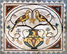 AN111 Vase and birds marble mosaic