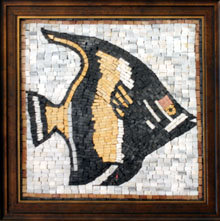 AN116 black & gold fish with frame mosaic