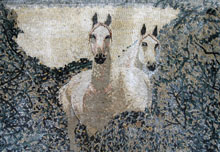 AN119 Beautiful white horses in bush mosaic