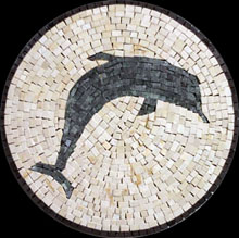 AN12 Round dolphin on white background mosaic