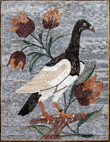 AN123 Big bird and red flowers mosaic