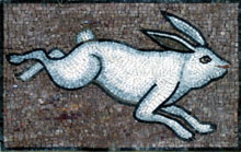 AN124 White jumping rabbit mosaic
