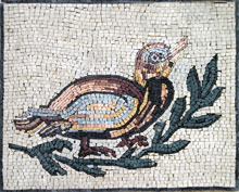 AN163 Beautiful colorful bird on branch mosaic