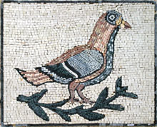 AN164 Pink & blue bird on branch mosaic