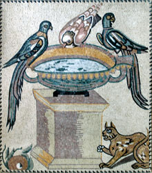 AN169 Birds drinking for water jar mosaic
