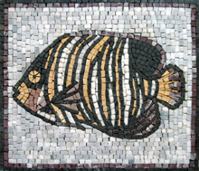 AN173 Black gold & white fish mosaic