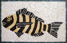AN177 Black & gold fish mosaic