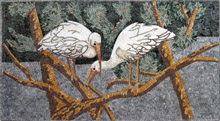 AN181 White storks on trees mosaic