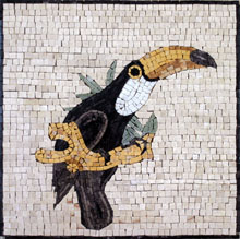 AN189 Back parrot on white background mosaic