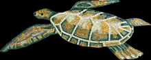 AN192 Green & yellow sea turtle on black background mosaic
