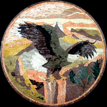 AN194 Circular pastel eagle landscape mosaic